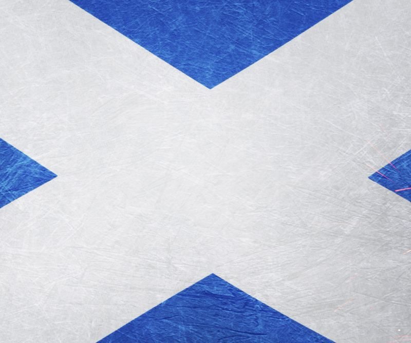 The Scottish flag with fireworks across the sides