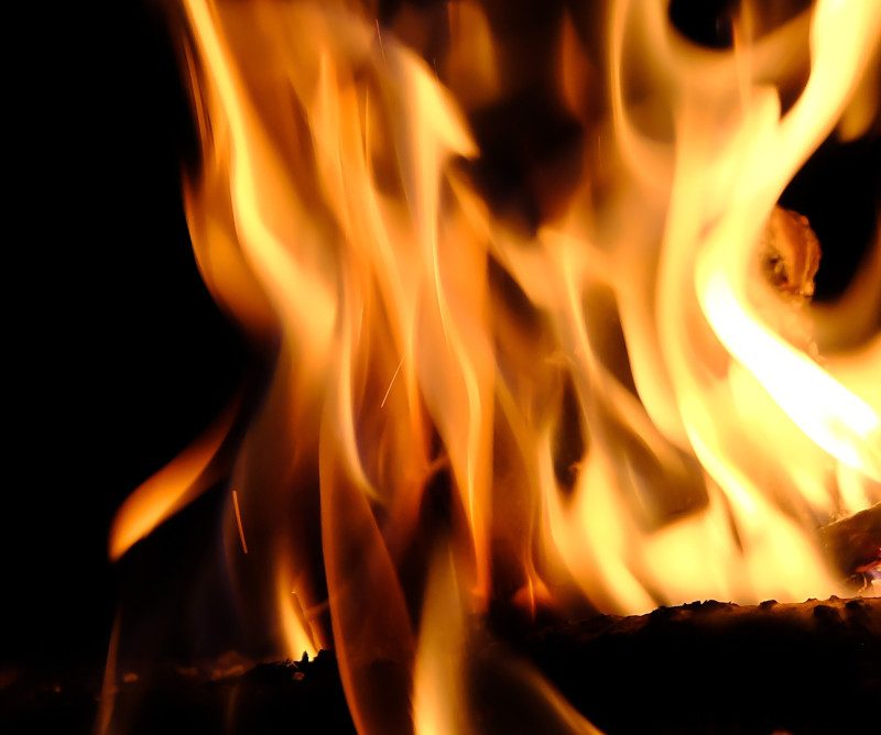 The flames of a Halloween fire