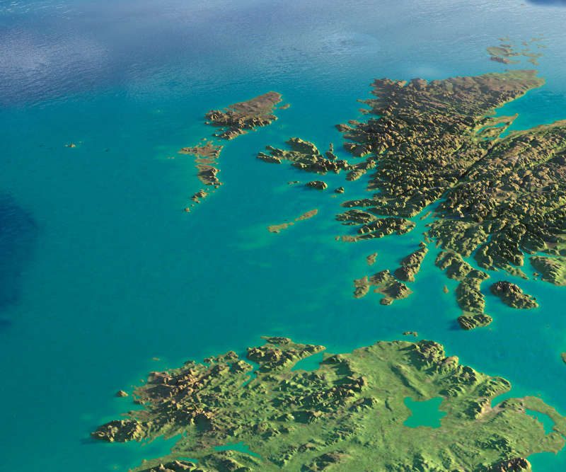 Illustration of Scotland on planet earth