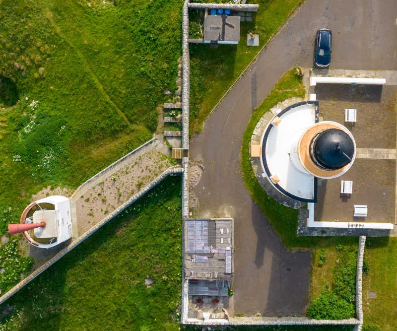 Aerial view of Dunnet Head lighthouse