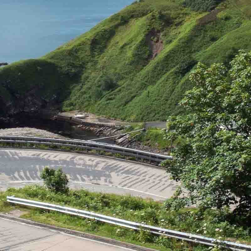 Hairpin bend on the North Coast 500 in Caithness.