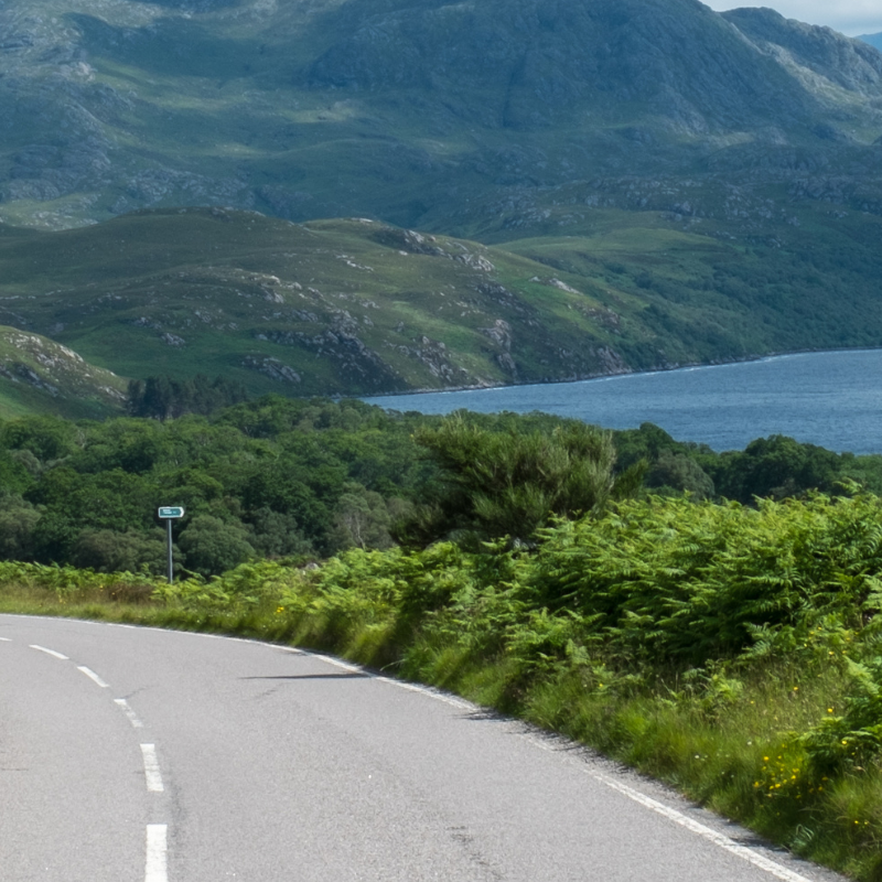 The North Coast 500 scenic route around the north coast of Scotland.