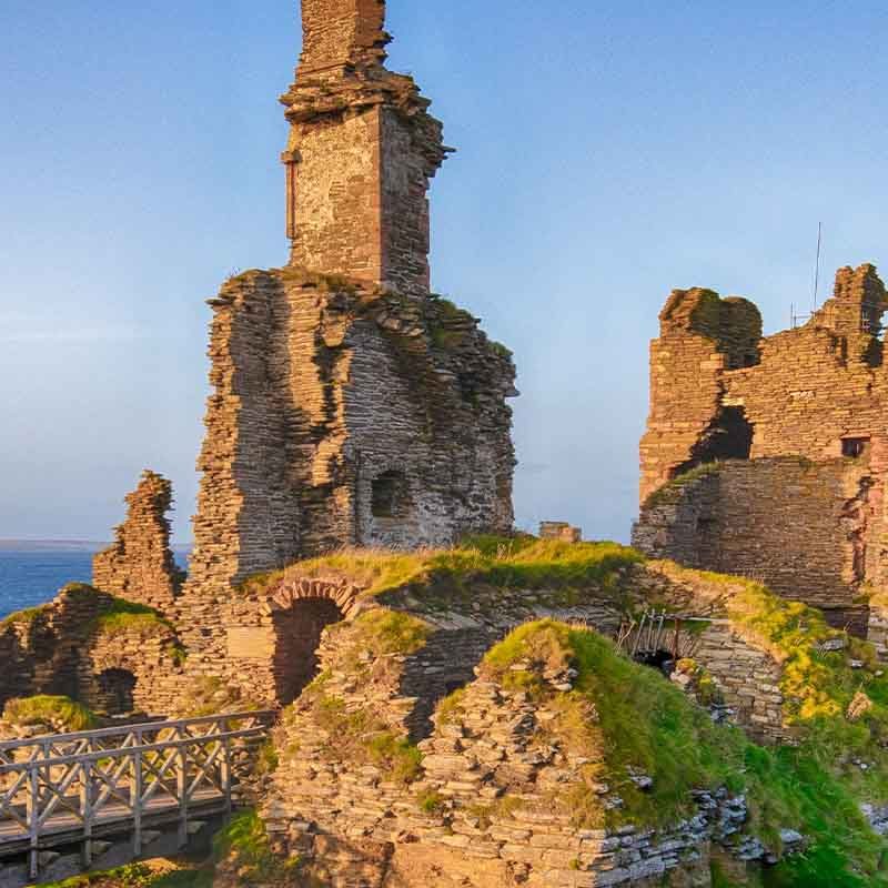Castle Gringoe on a blue sunny day.