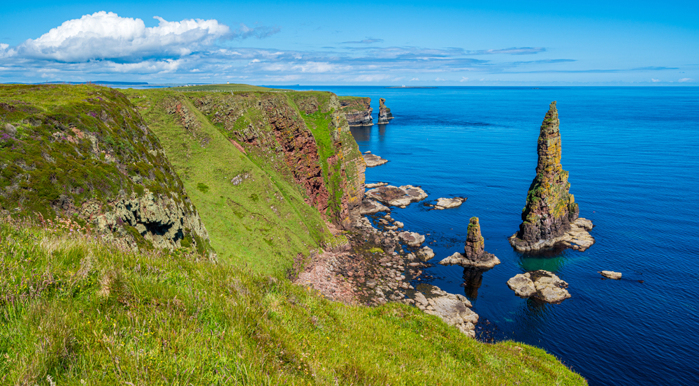 The scenic cliffs and stacks of Duncansby Head, Caithness, Scotland.