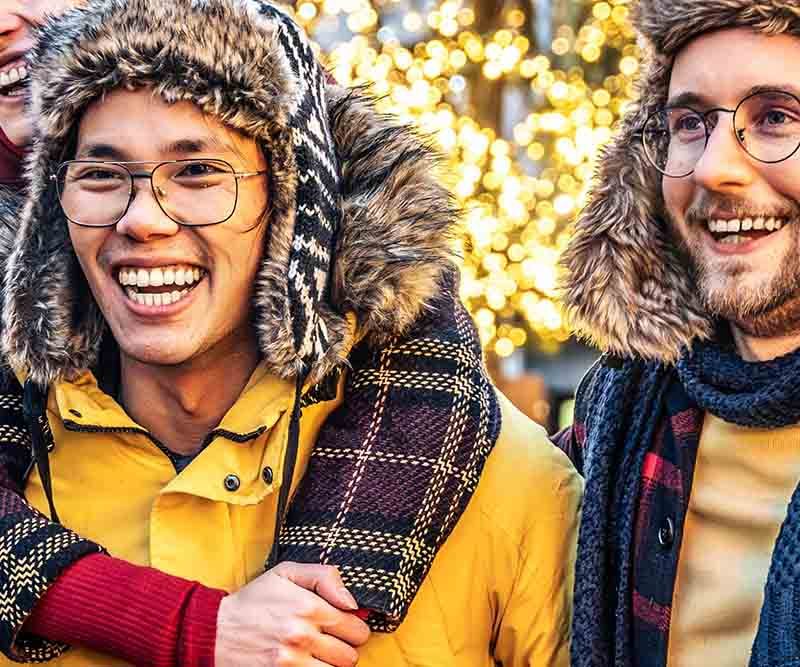 Party outdoors at Hogmanay in Wick.